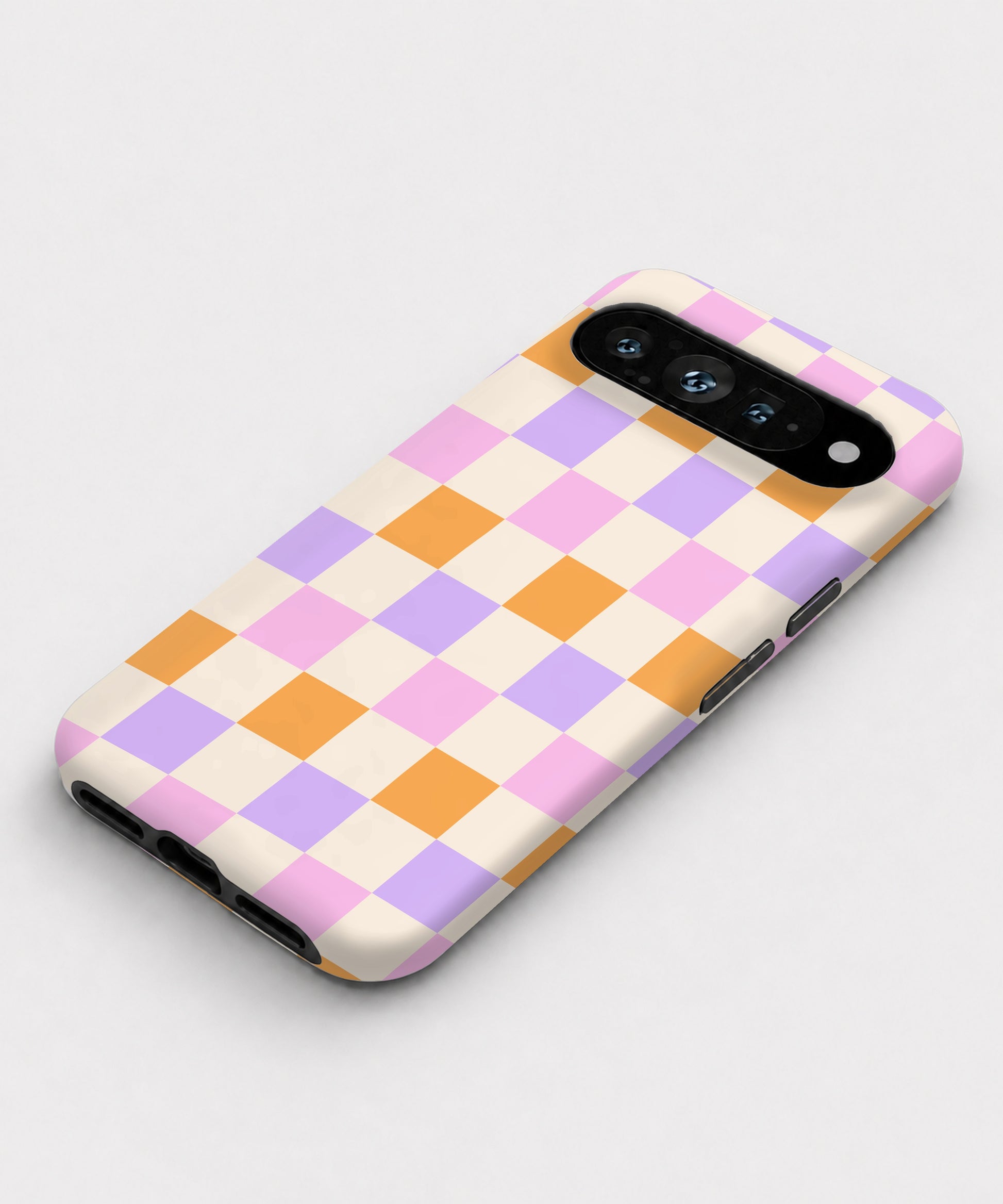 Lavender Peach Checkerboard Google Pixel case front view