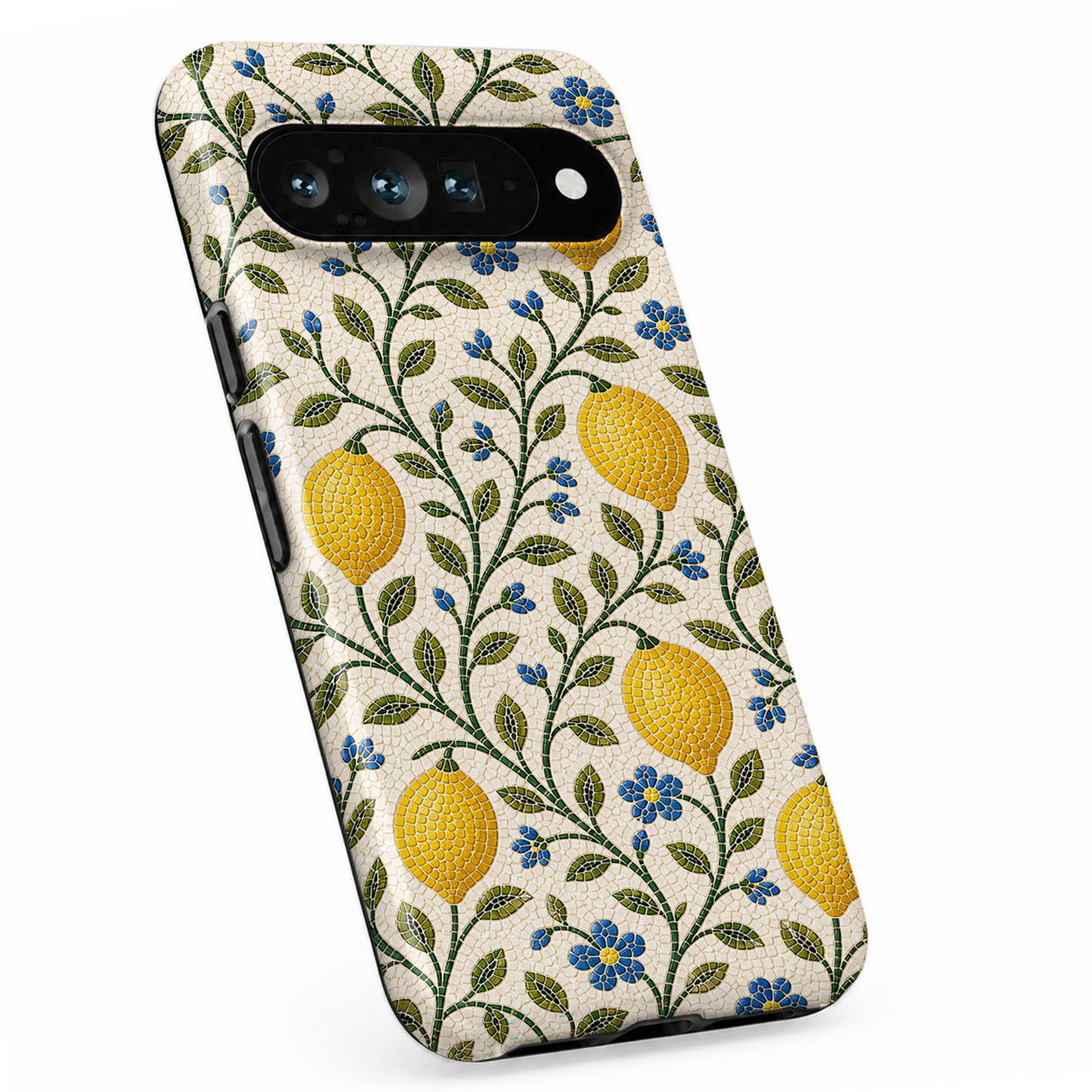 Lemon Botanical Google Pixel case with botanical flowers and leaves