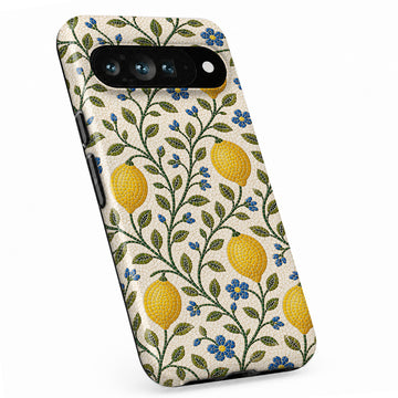 Lemon Botanical Google Pixel case with botanical flowers and leaves