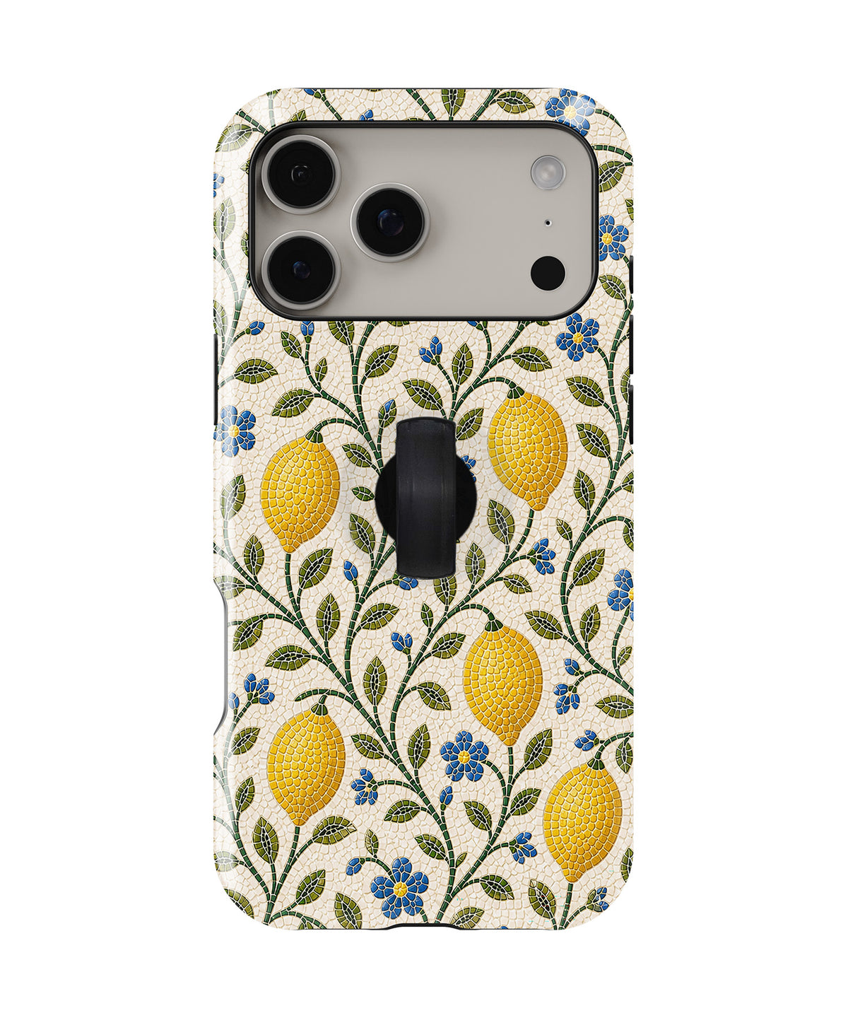 Lemon Botanical MagSafe Loop iPhone Case with built-in finger loop closed