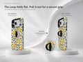 Lemon Botanical MagSafe Loop iPhone Case side view showing the built-in finger loop