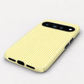 Lemon Yellow and White Pinstripe Google Pixel Case - angled bottom view