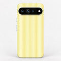 Lemon Yellow and White Pinstripe Google Pixel Case - centered back view