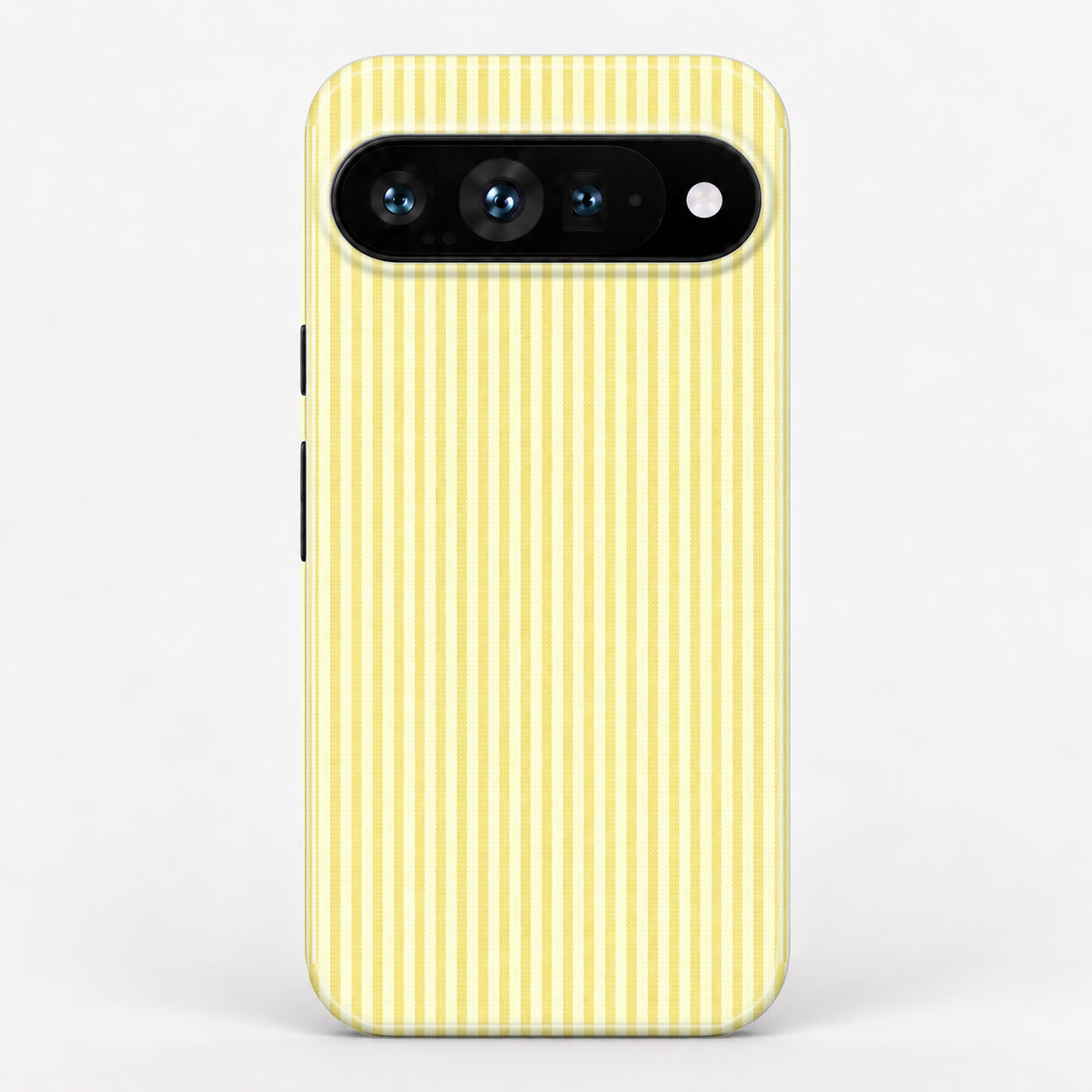Lemon Yellow and White Pinstripe Google Pixel Case - centered back view