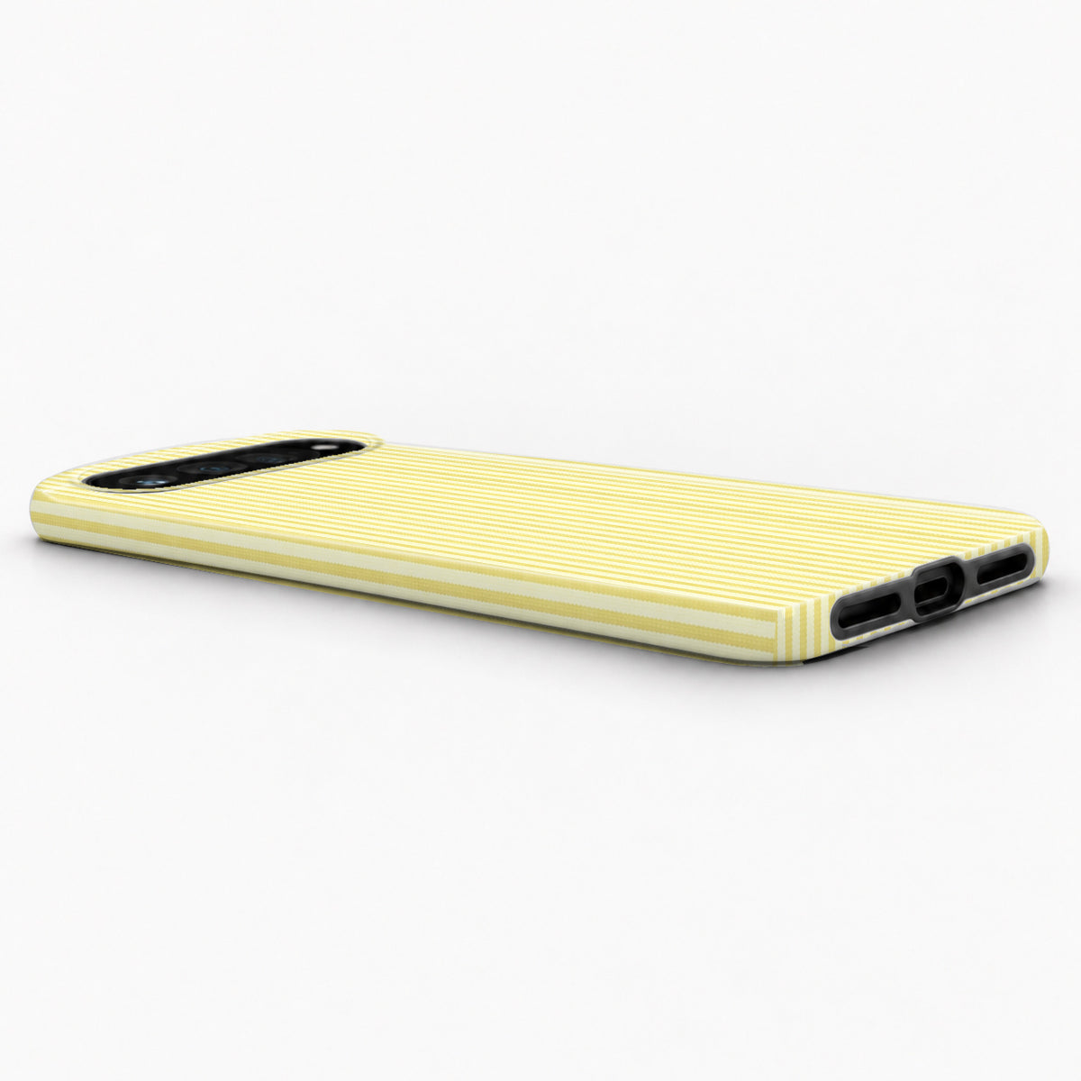 Lemon Yellow and White Pinstripe Google Pixel Case - low side view