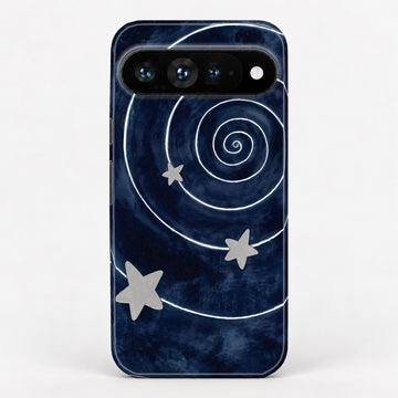 Midnight Blue Celestial Spiral Google Pixel Case - centered back view