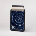 Midnight Blue Celestial Spiral MagSafe Card Holder, card storage shown with cards