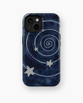 Midnight Blue Celestial Spiral MagSafe iPhone Tough Case, rear view, iPhone11-15 model image group