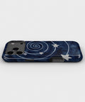 Midnight Blue Celestial Spiral MagSafe iPhone Tough Case, side view showing case edges