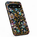 Midnight Ornate Jewel Floral Google Pixel case with botanical flowers and leaves