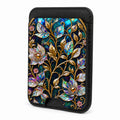 Front view of the Midnight Ornate Jewel Floral MagSafe card holder on a white background