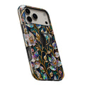 Midnight Ornate Jewel Floral MagSafe Loop iPhone case with built-in finger loop open
