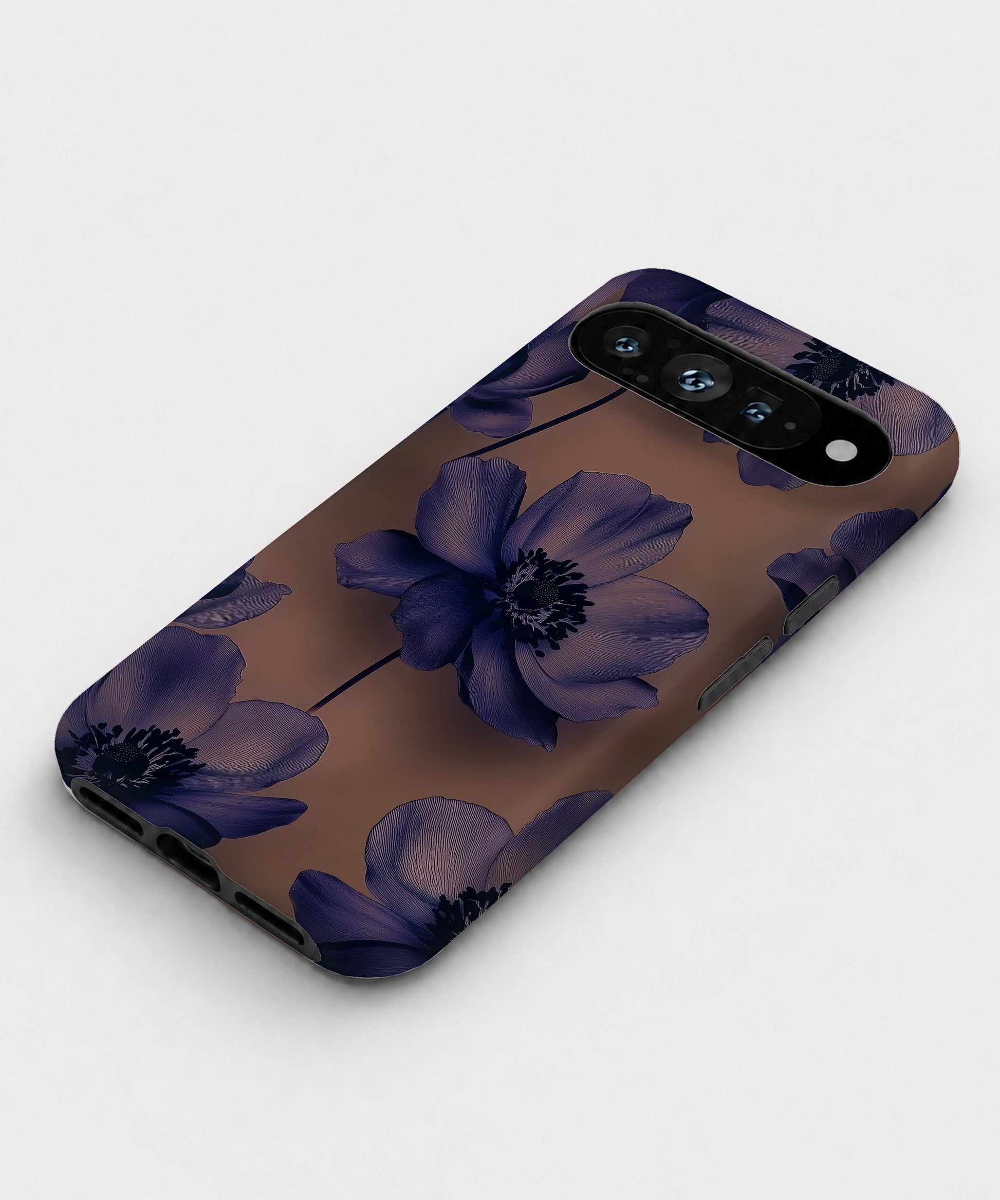 Midnight Purple Floral Google Pixel case front view