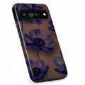 Midnight Purple Floral Google Pixel case with botanical flowers and leaves