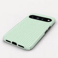 Mint Green and White Pinstripe Google Pixel Case - angled bottom view