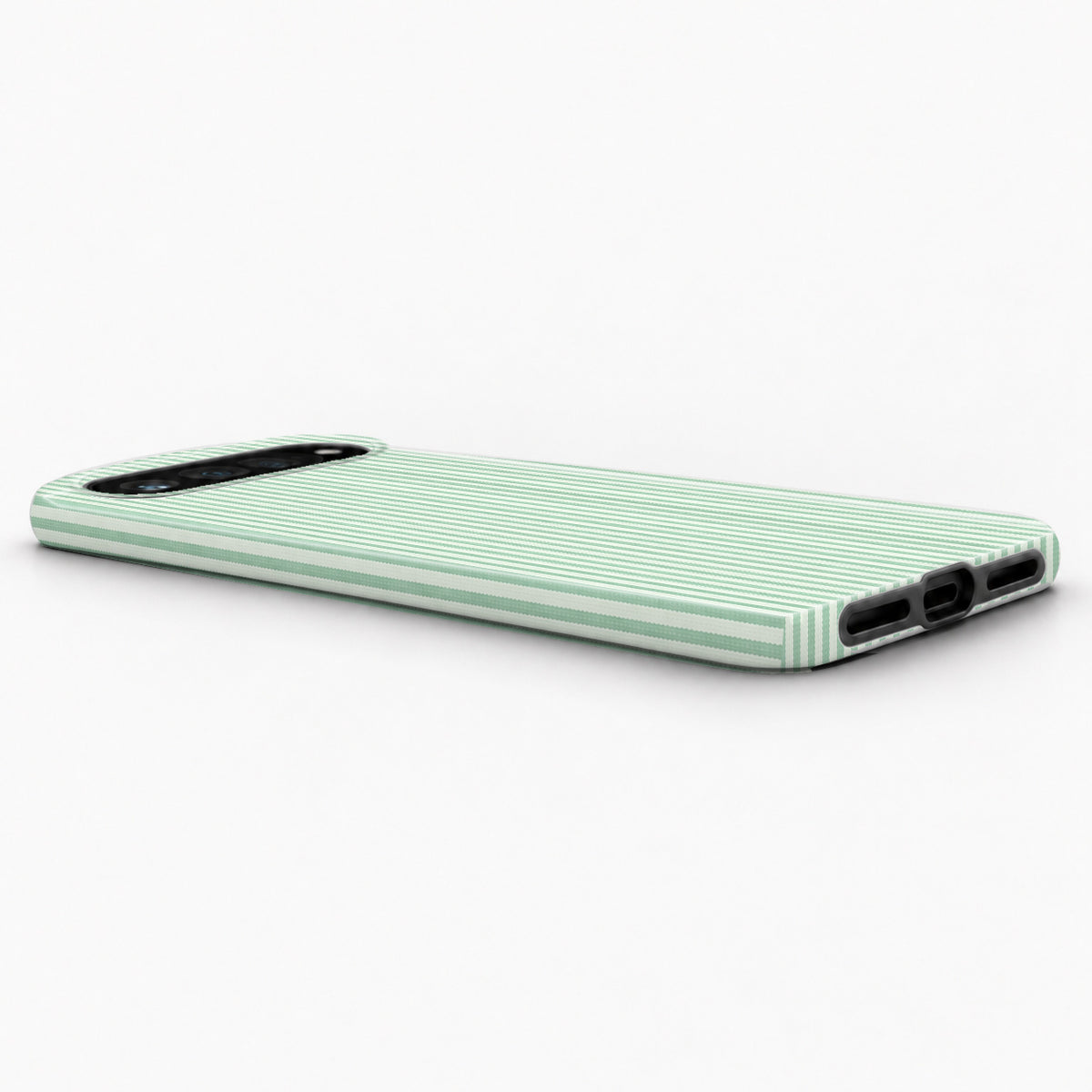 Mint Green and White Pinstripe Google Pixel Case - low side view