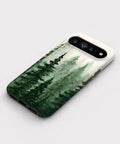 Misty Evergreen Forest Google Pixel case front view