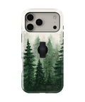 Misty Evergreen Forest MagSafe Loop iPhone Case with built-in finger loop closed