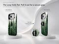 Misty Evergreen Forest MagSafe Loop iPhone Case side view showing the built-in finger loop