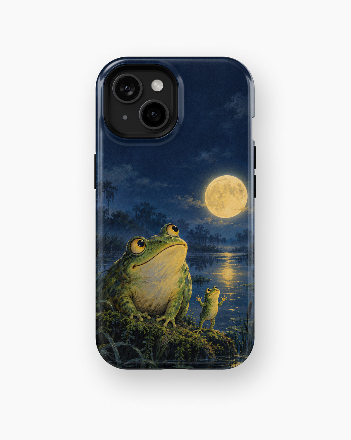 Moonlit Frog by the Lake MagSafe iPhone Tough Case, rear view, iPhone11-15 model image group
