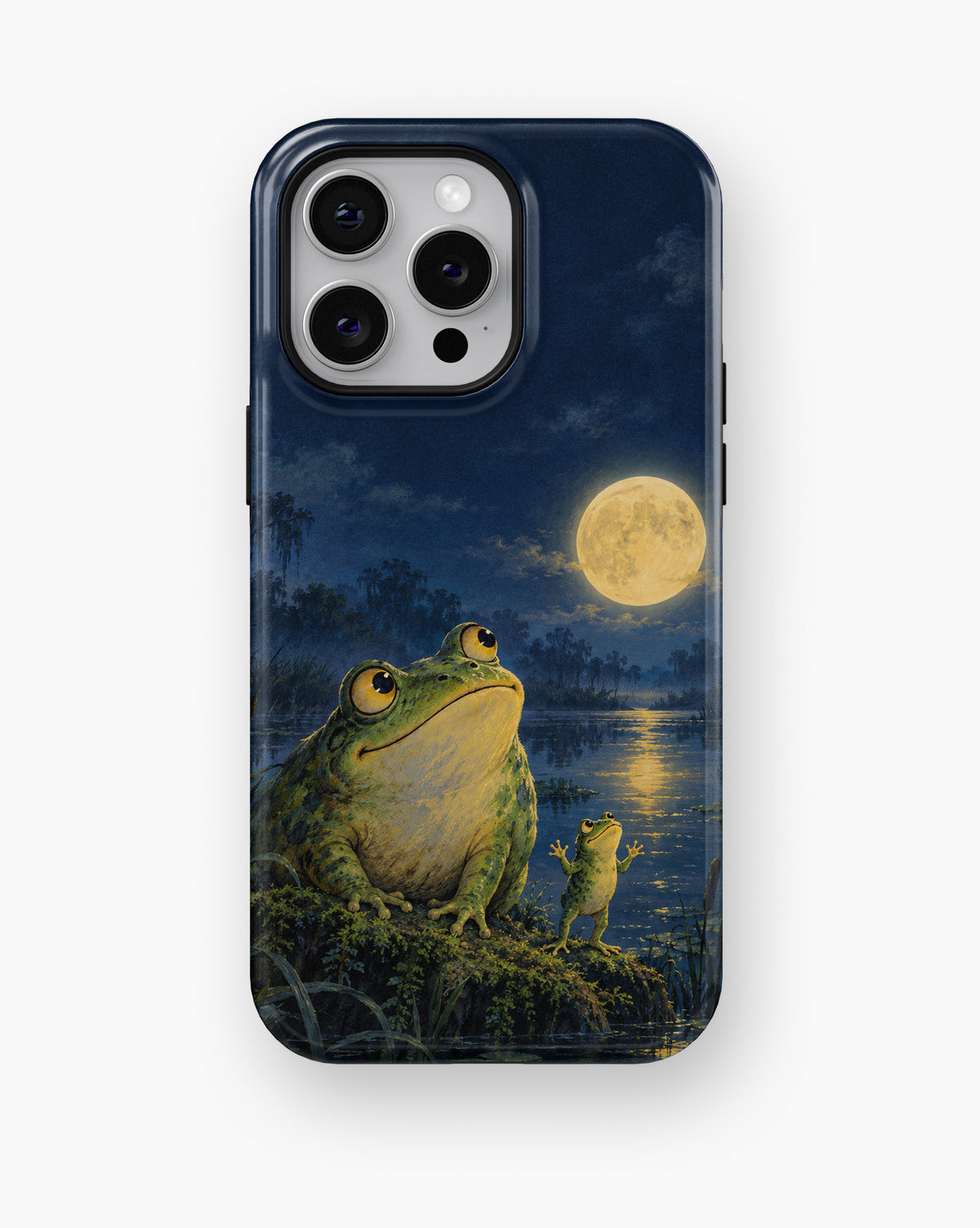 Moonlit Frog by the Lake MagSafe iPhone Tough Case, rear view, iPhone11-16ProMax model image group