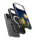 Moonlit Frog by the Lake MagSafe iPhone Tough Case, exploded view showing outer shell, inner layer and magnetic ring
