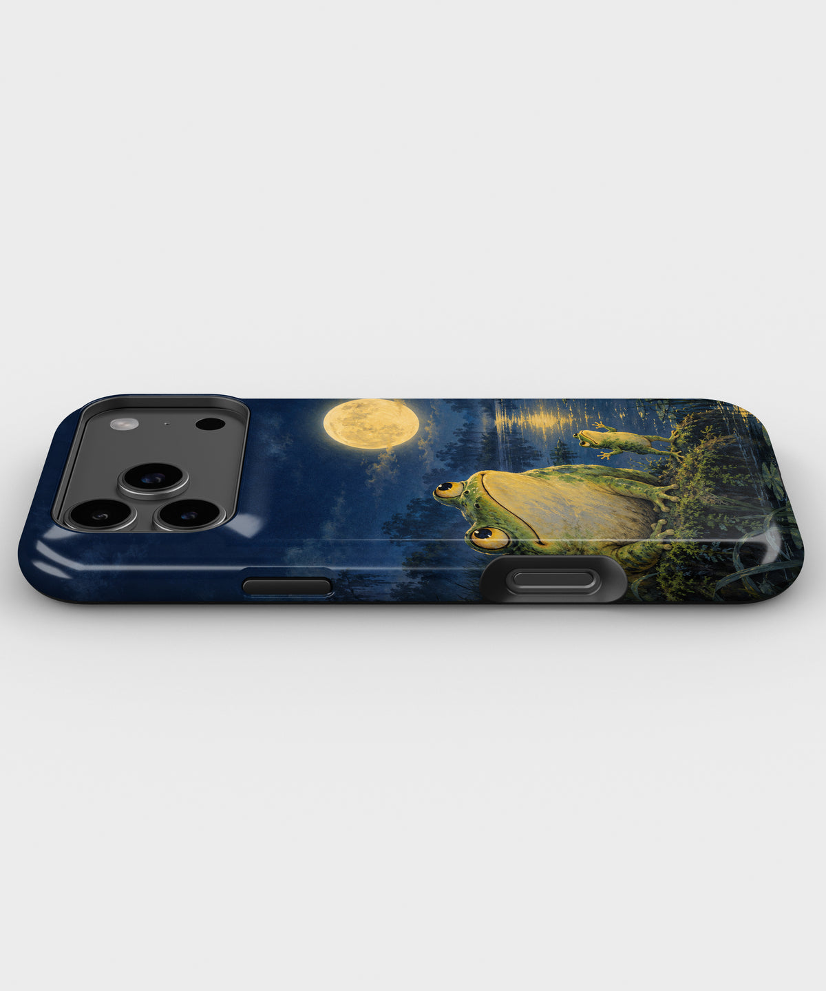 Moonlit Frog by the Lake MagSafe iPhone Tough Case, side view showing case edges