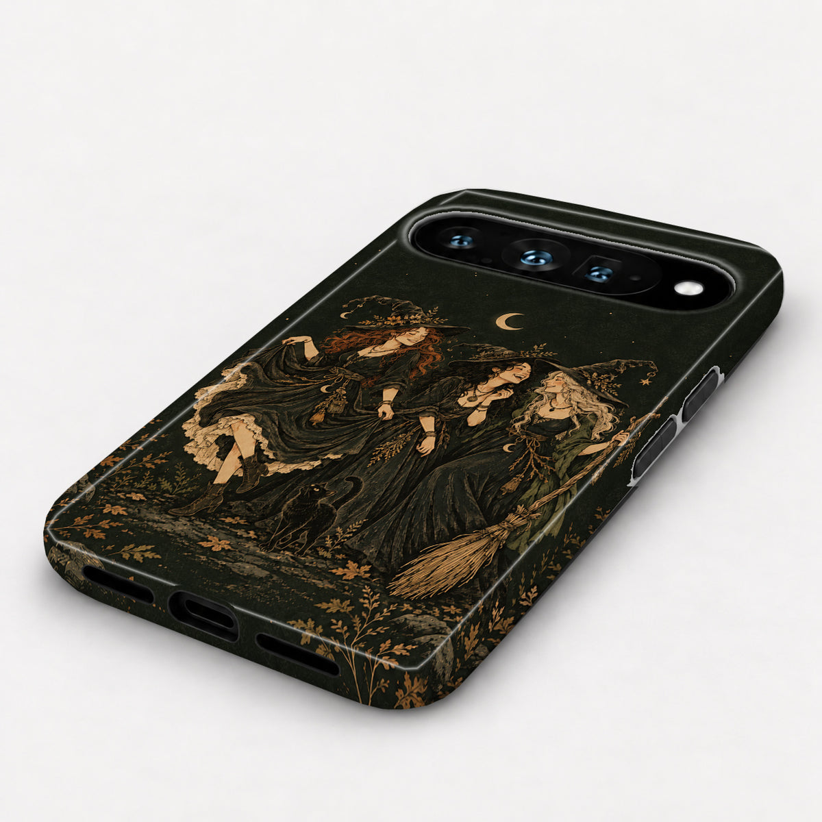 Moonlit Witch Friends Google Pixel Case - angled bottom view