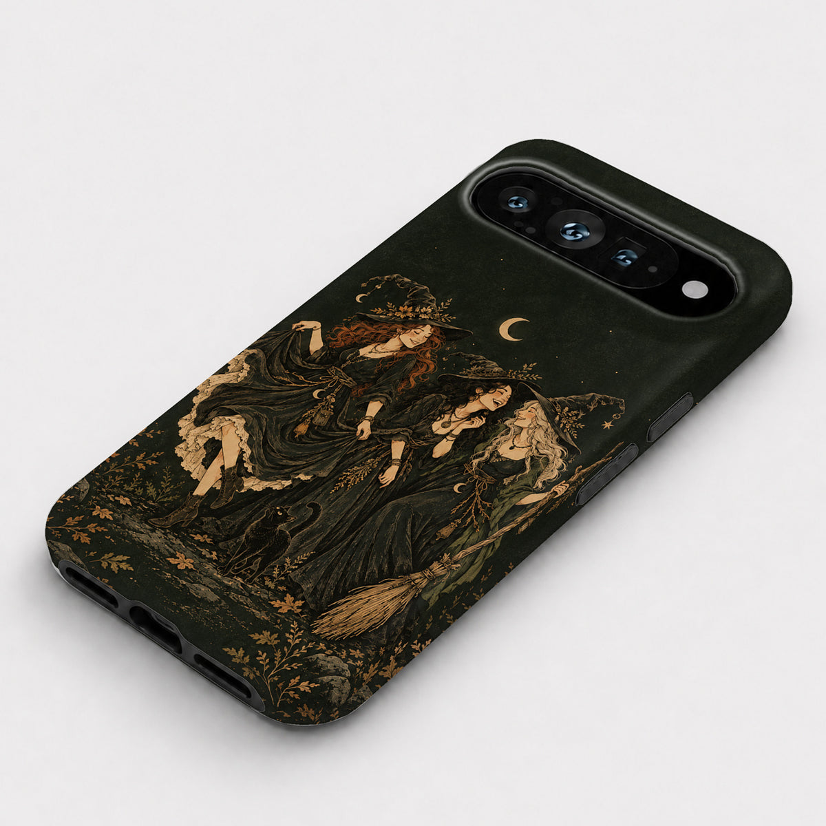 Moonlit Witch Friends Google Pixel Case - flat angled view