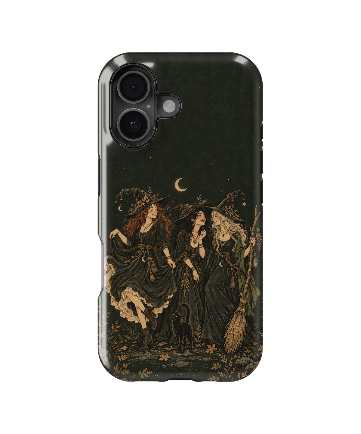 Moonlit Witch Friends MagSafe iPhone Tough Case, rear view, iPhone16+16Plus+17 model image group