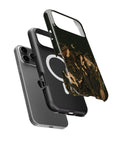 Moonlit Witch Friends MagSafe iPhone Tough Case, exploded view showing outer shell, inner layer and magnetic ring