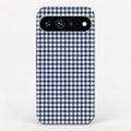 Navy Blue and White Gingham Google Pixel Case - centered back view