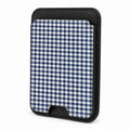 Navy Blue and White Gingham MagSafe Card Holder, front view