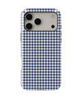 Navy Blue and White Gingham MagSafe iPhone Tough Case, rear view, iPhone17-18ProMax model image group