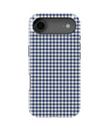 Navy Blue and White Gingham MagSafe iPhone Tough Case, rear view, iPhone17Air model image group