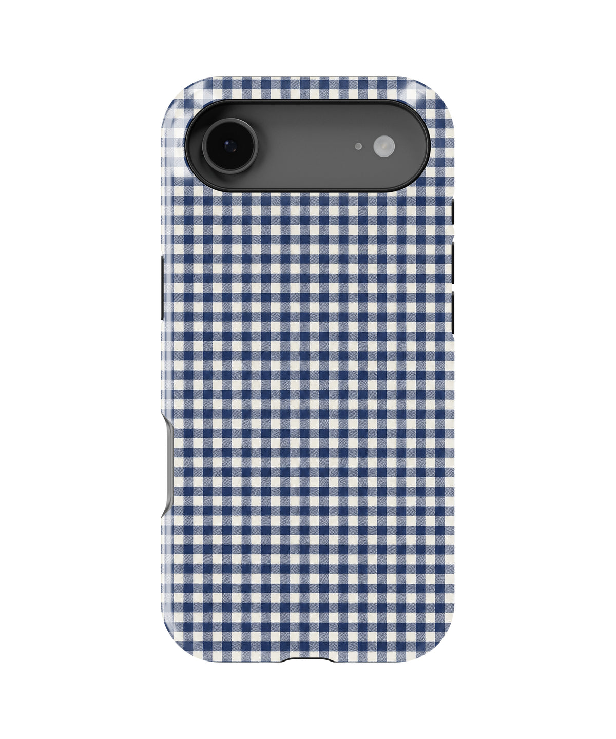 Navy Blue and White Gingham MagSafe iPhone Tough Case, rear view, iPhone17Air model image group