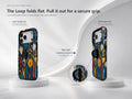 Navy Embroidered Wildflower MagSafe Loop iPhone Case side view showing the built-in finger loop