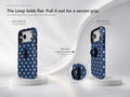 Navy Ivory Polka Dots MagSafe Loop iPhone Case - finger loop detail
