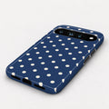 Navy Ivory Polka Dots Google Pixel Case - bottom angle