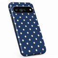 Navy Ivory Polka Dots Google Pixel Case - standing angle
