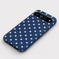 Navy Ivory Polka Dots Google Pixel Case - flat angle