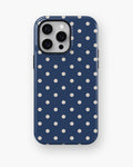 Navy Ivory Polka Dots MagSafe iPhone Tough Case - iPhone 11-16 Pro Max model view
