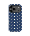 Navy Ivory Polka Dots MagSafe iPhone Tough Case - iPhone 17-18 Pro model view