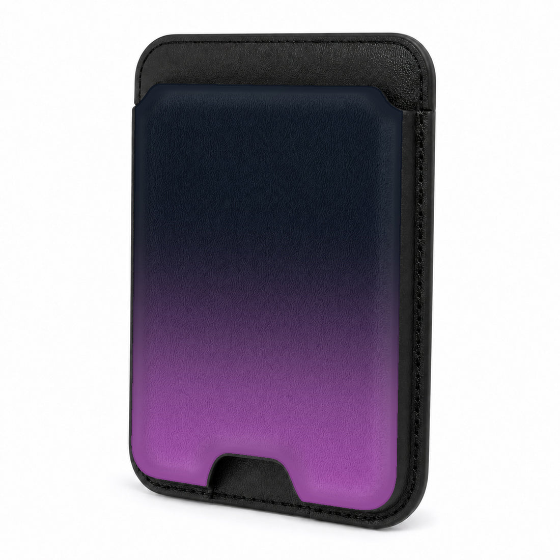 Front view of the Navy Purple Ombre Gradient MagSafe card holder on a white background