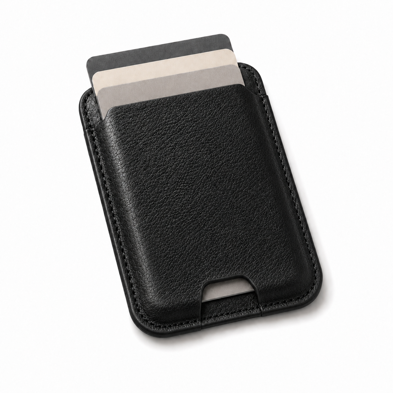 Obsidian Black MagSafe card holder holding three cards