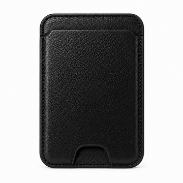 Obsidian Black MagSafe card holder front view showing textured finish and thumb notch