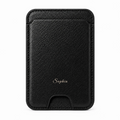 Obsidian Black MagSafe card holder personalized with the name Sophia