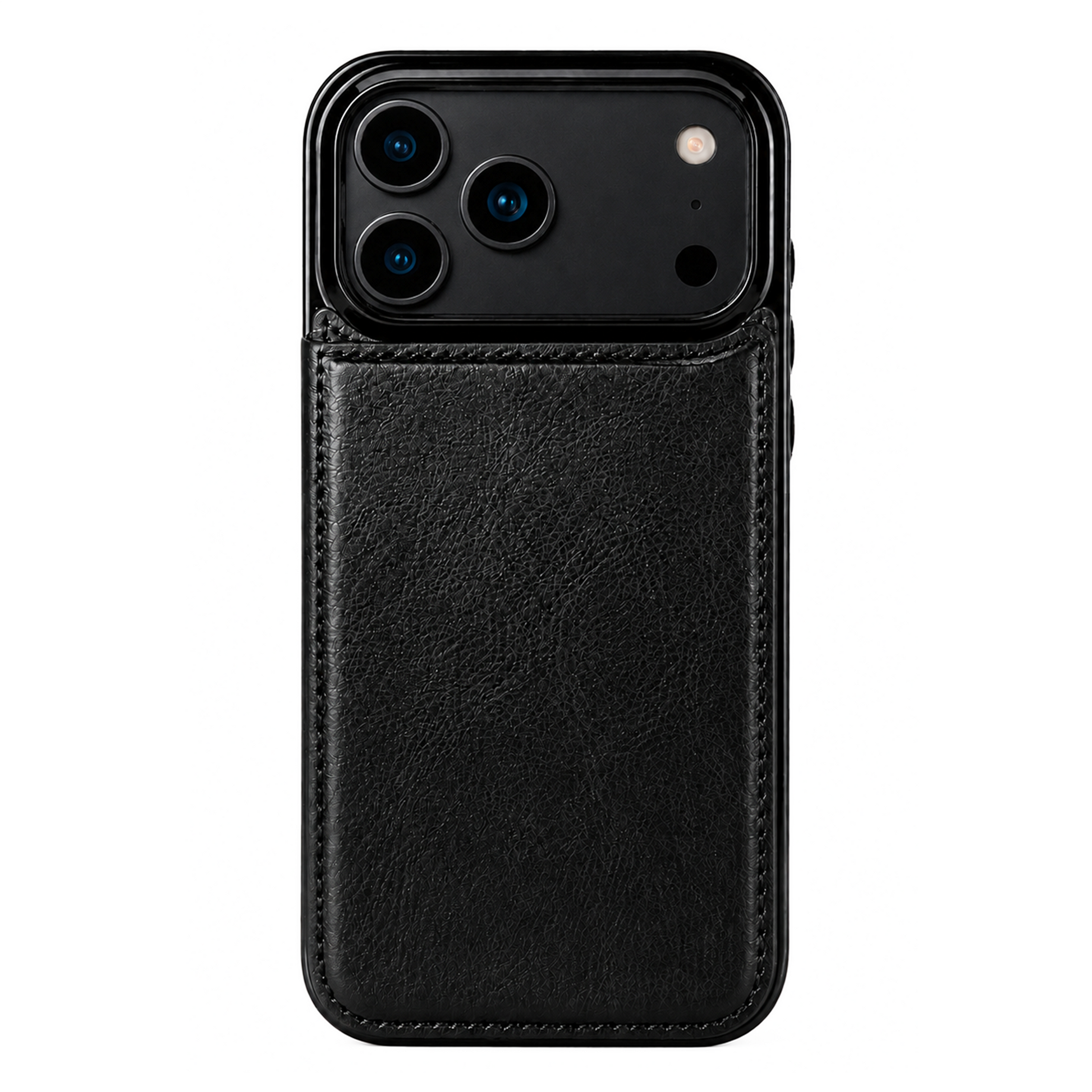 Obsidian black MagSafe flip wallet case for iPhone - Custom name preview base