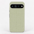 Olive Green and White Gingham Google Pixel Case - centered back view