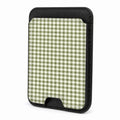 Olive Green and White Gingham MagSafe Card Holder, front view